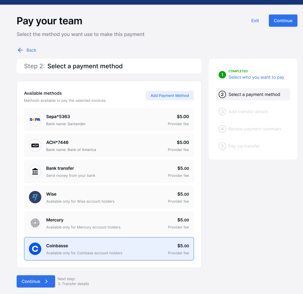 Payment Method - Bitcoin Coinbase