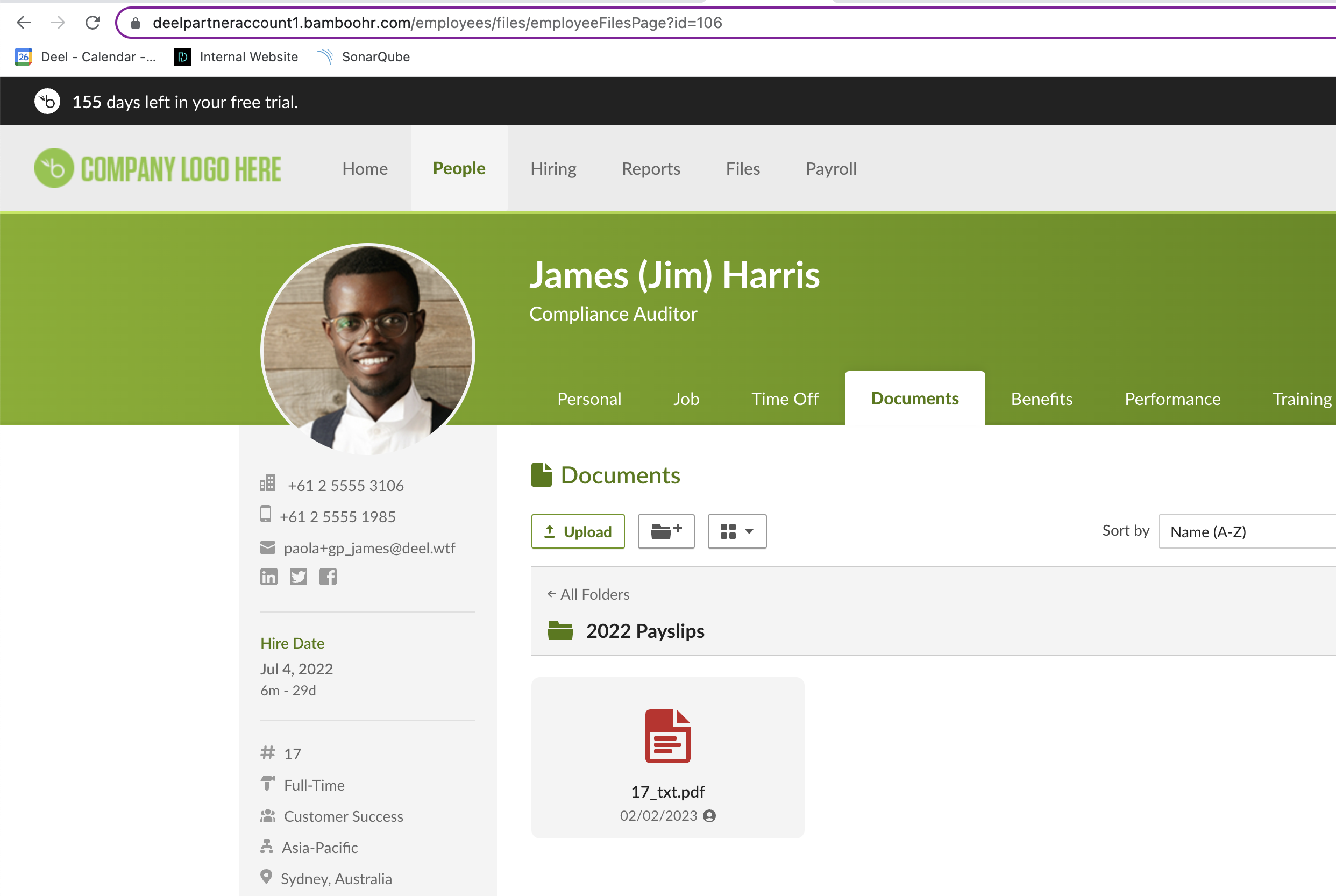 Payslip in BambooHR