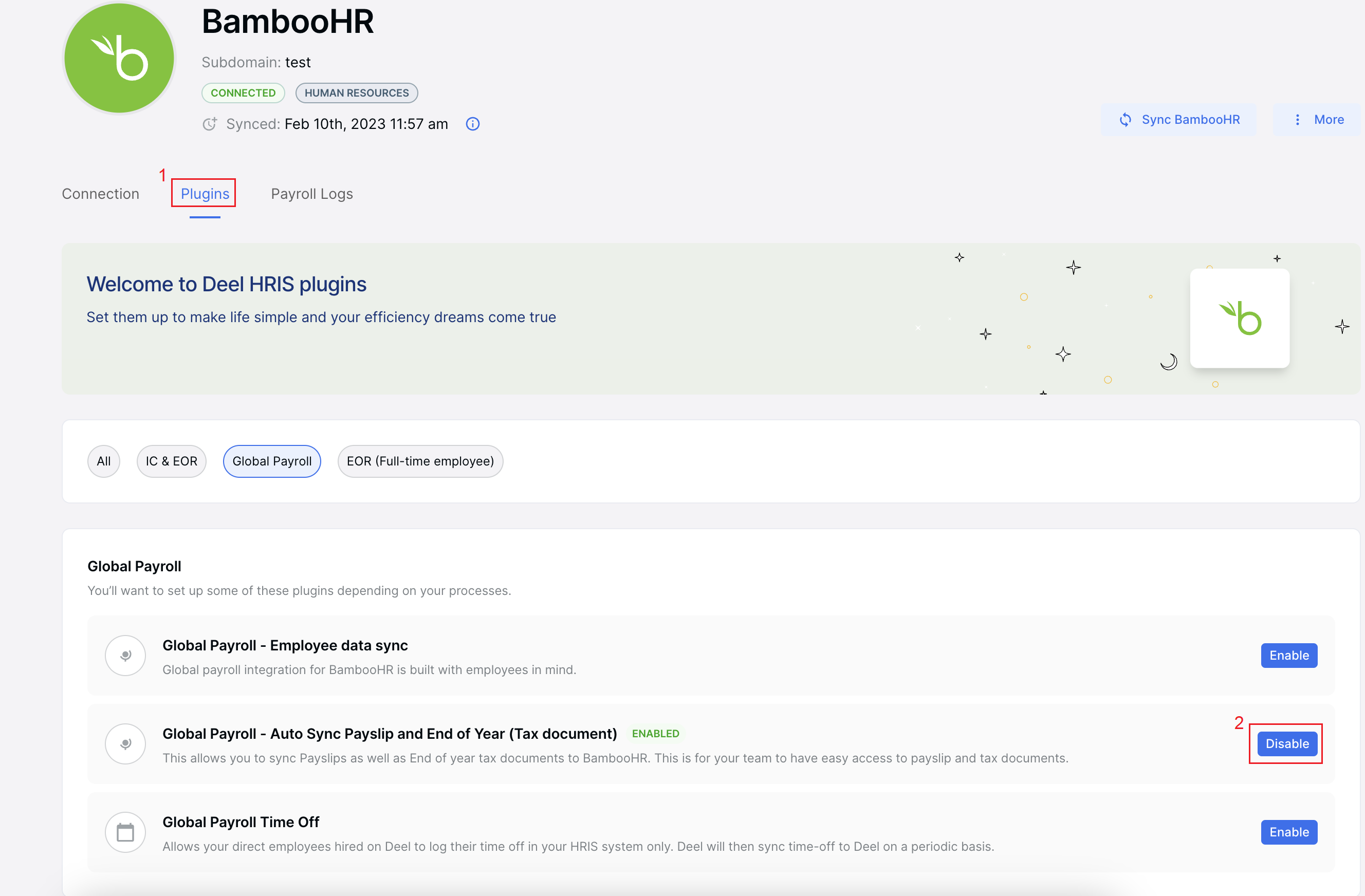 Enable payslip plugin