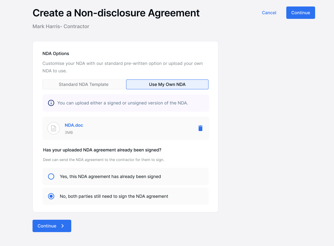 How To Add A Non Disclosure Agreement (NDA) To A Contract Deel