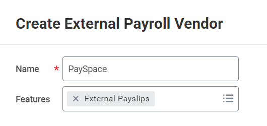 Create External Payroll Vendor
