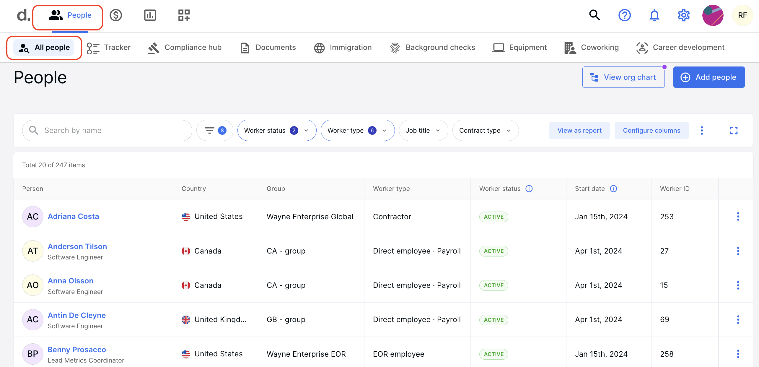 People list (new UI)