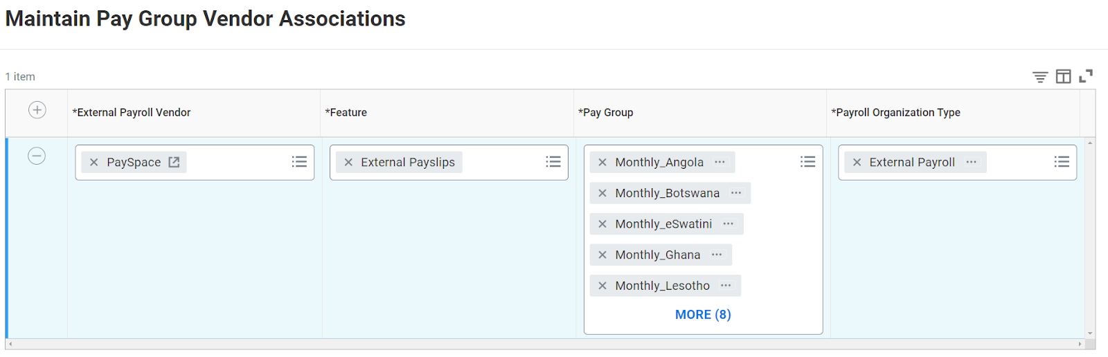 Maintain Pay Group Vendor Associations