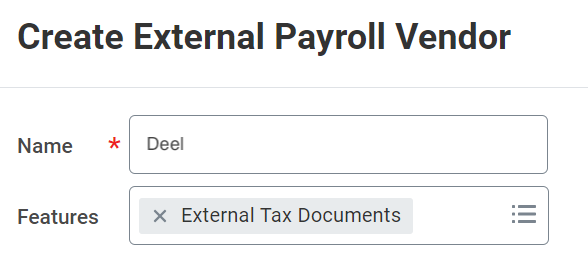 Create External Payroll Vendor