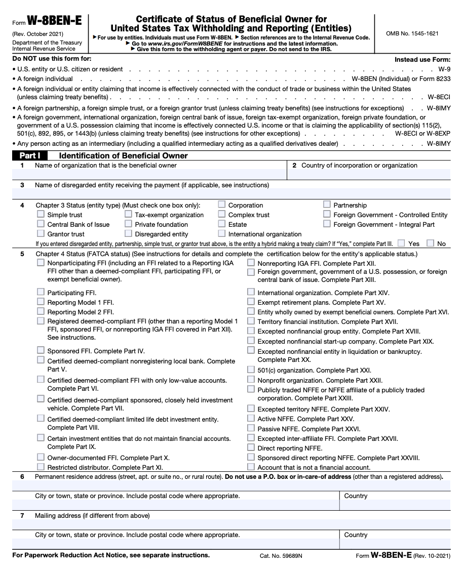 W 8ben Foreign Tax Identifying Number