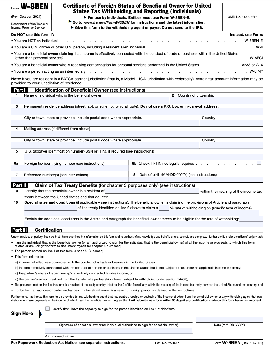 Guide To Tax Form W 8BEN US Deel